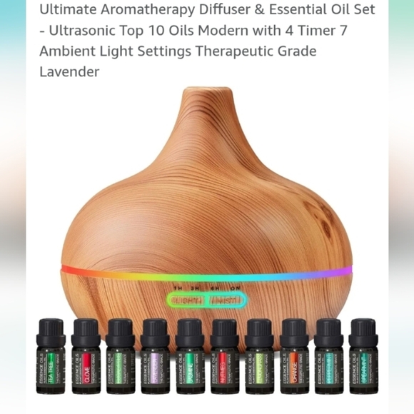 Pure Daily Care Aromatherapy Diffuser Woodgrain LED Light with 10 Essential Oils - Picture 13 of 13